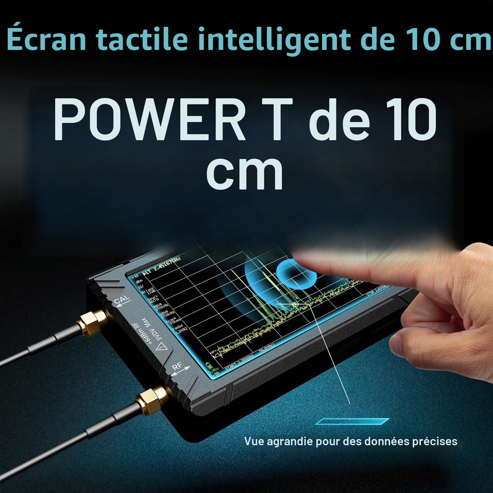 SEESII TinySA Ultra+ ZS406, Analyseur de Spectre 4,0 pouces, 100kHz-5,4GHz, Analyseur Portable avec Carte 32Go, Générateur de Signaux 2-en-1, Entrée MF/HF/VHF/UHF, V0.4.6.1, Version 2025