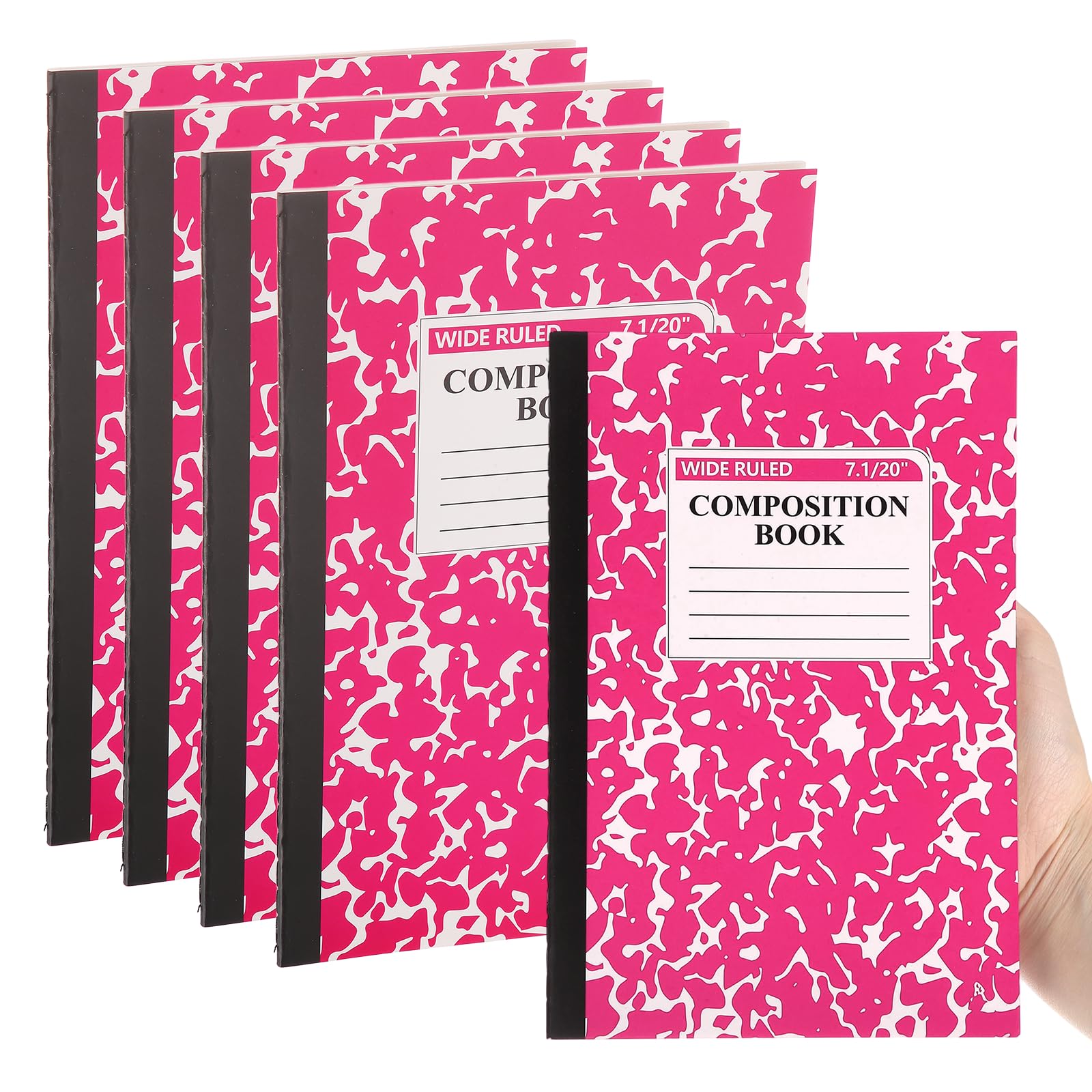 PATIKIL 4 Pack A5 Notebook, A5 Journal Mini Notebook Pocket Marble Memo Notepads Wide Ruled Lined Sketchbook Small 8.3x5.5 Inch 30 Sheets for Men Women Office Supplies Travelers,Hot Pink