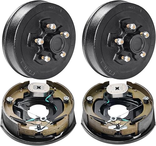 Miniatura 25 de VEVOR Conjunto de freno de remolque eléctrico, 10 x 2-1/4 pulgadas, 1 par de frenos eléctricos autoajustables para eje de 3500 libras, montaje de 4