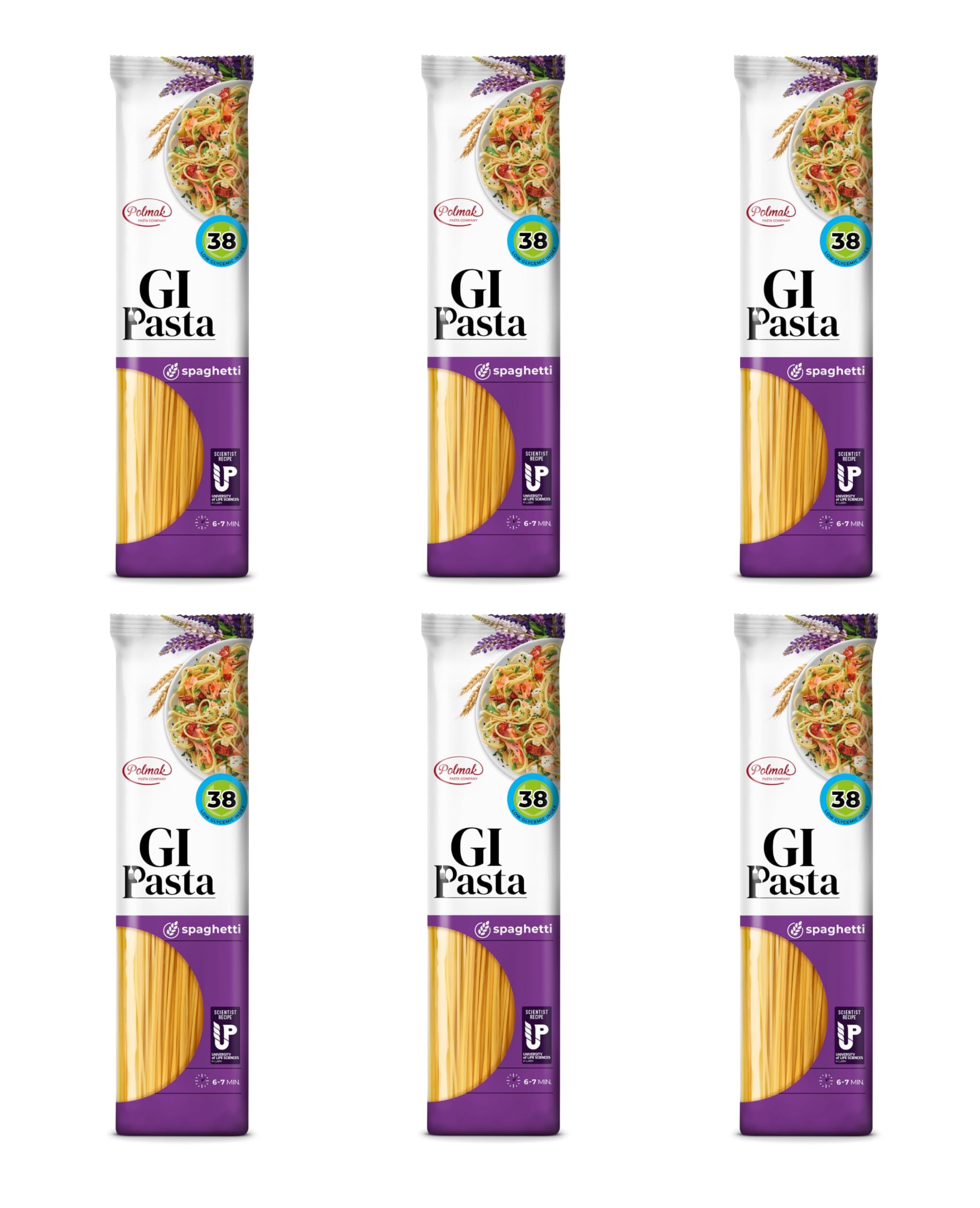 Spaghetti Nudeln für Diabetiker & Low Carb | Hergestellt aus Hartweizen | Low-Carb-Diät | Glykämischer Index 38 (6er pack)