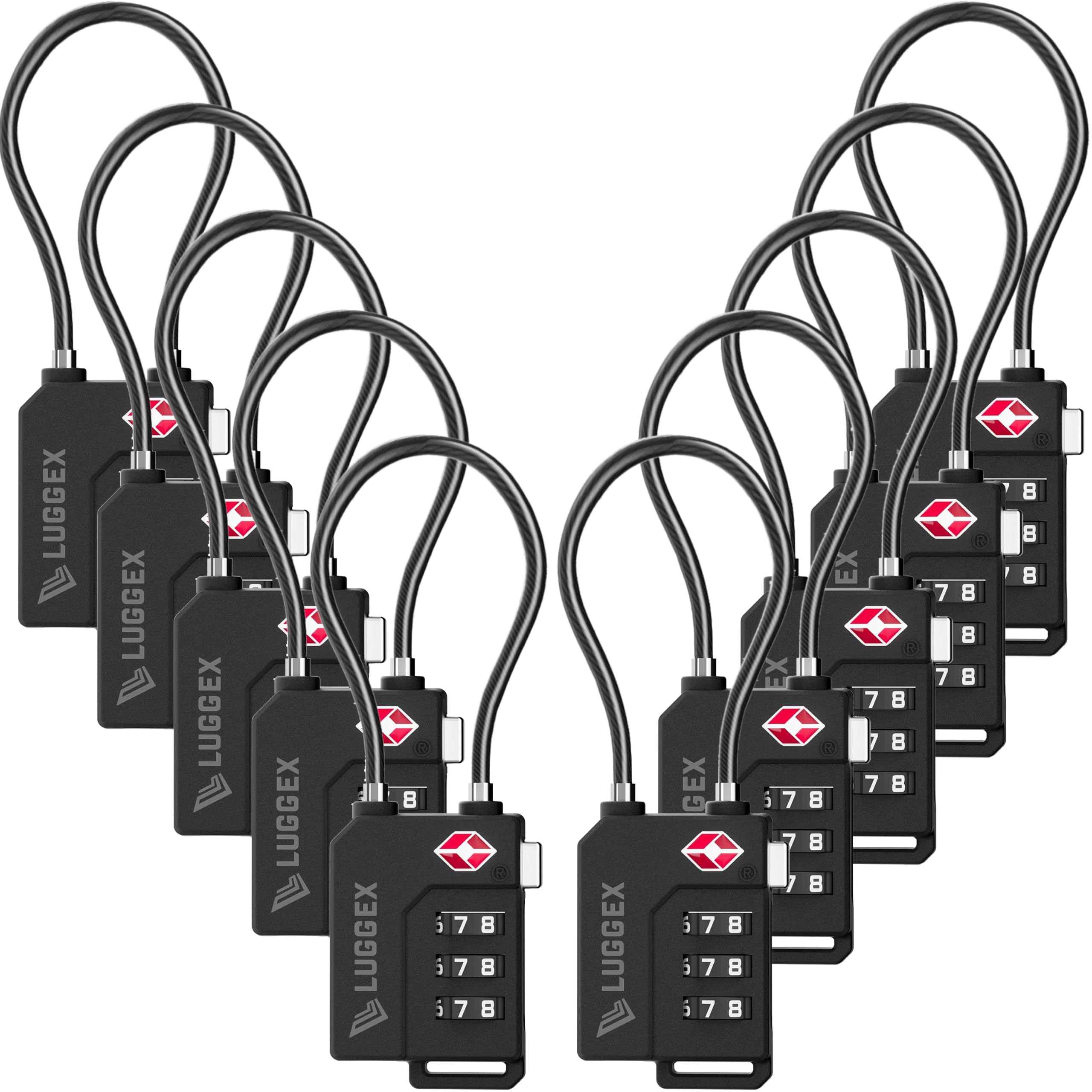 LUGGEX 10 Pack TSA Locks for Luggage, Luggage Locks TSA Approved