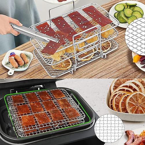 Miniatura 7 de AGSYFFD Accesorios para freidora de aire ninja foodi, 304 de acero inoxidable multicapa deshidratador estante tostado, horno interior, bandeja de