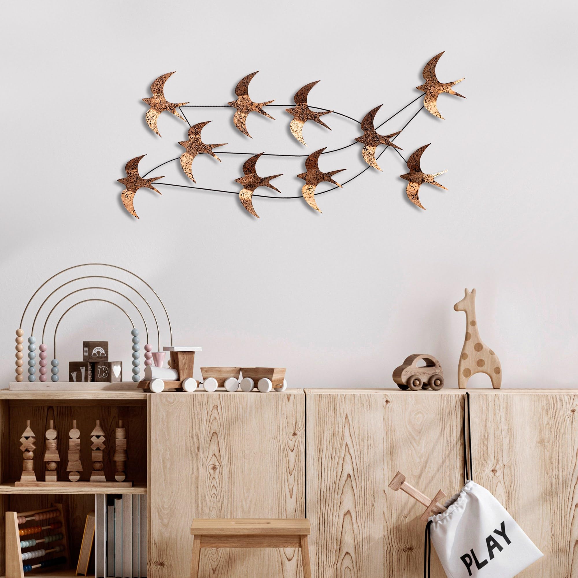 Hand-Painted Decorative Metal Wall Accessory, 45 x 104 x 8 cm, 100% Metal (1.5 mm), Unique Design with Wall Hanging Feature, Perfect for Home Decor