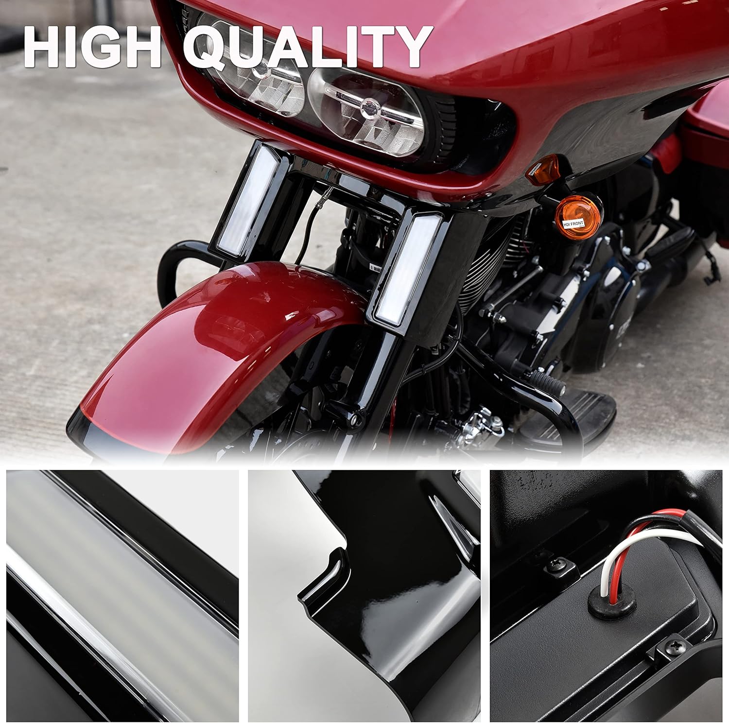 Front Fork LED Running Turn Signal Lights with Slider Covers for Road Glide, Custom Shock Absorber Covers with Dual-Color Light for Harley CVO Road Glide 2021 2022 Accessories