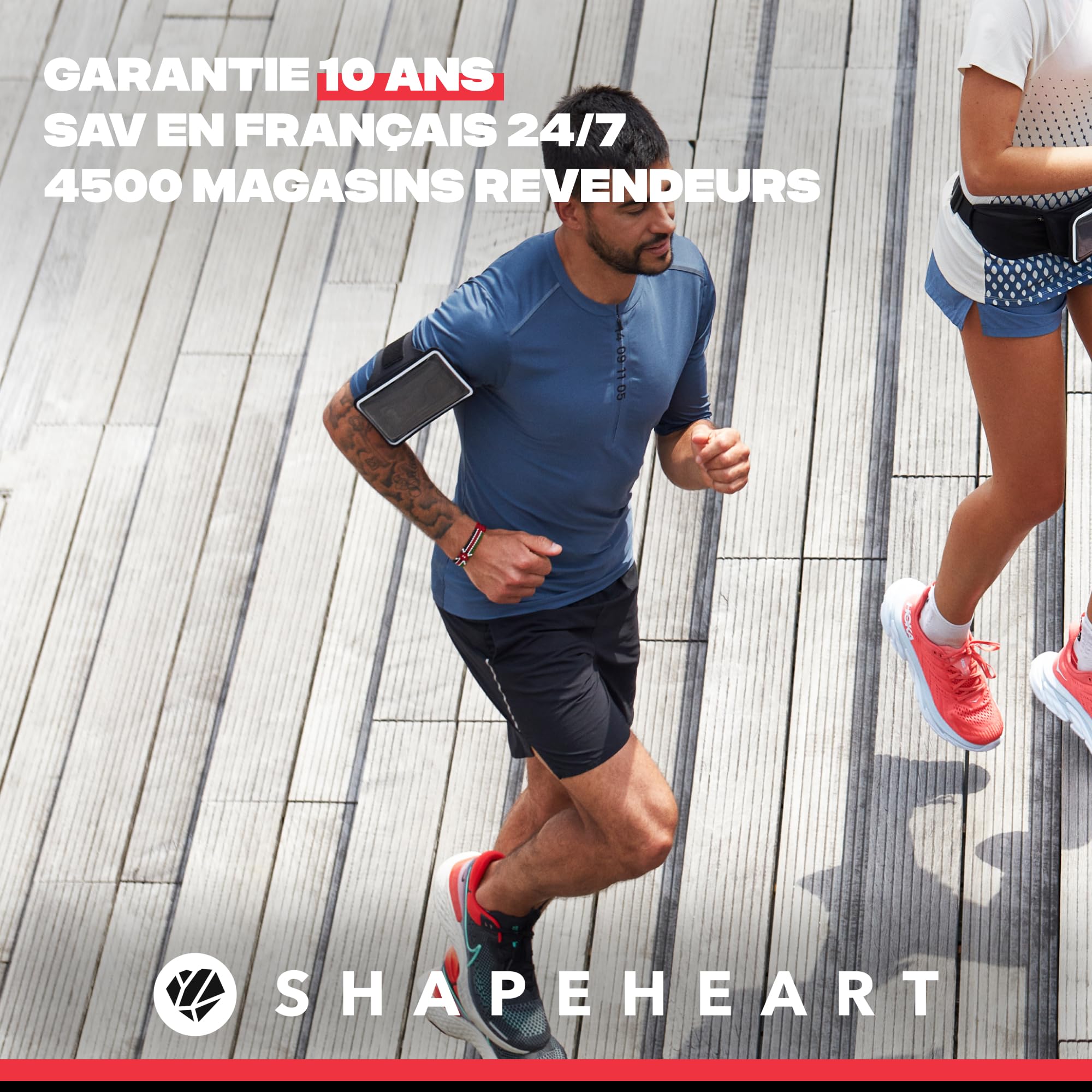 Shapeheart Brassard Téléphone Sport Magnétique - Pochette Résistante Pluie Détachable XL - Running, Trail, Randonnée - Maintien Optimal - Bras 20 à 38 cm, Universel | Tous Smartphones | Ajustable | Unisexe | Weatherproof | Tactile | Clap et Retrait 1 Gest