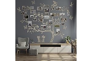 Wall Decor for Living Room - Wood Family Tree Wall Decals with Frame
