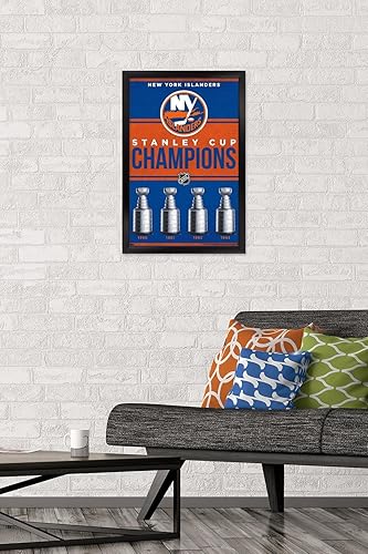 Miniatura 2 de Trends International NHL New York Islanders - Póster de pared Champions 23, 14.72 x 22.37 pulgadas, versión enmarcada en negro