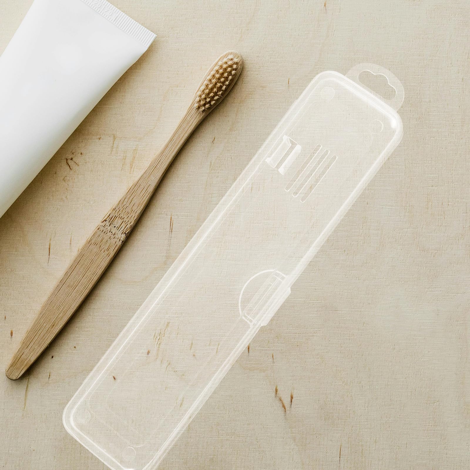 Estuche para 20 raspadores de Lengua, Caja de Almacenamiento de Cubiertos, Caja de Viaje para raspadores de Lengua con Soporte para Cepillo de Dientes, Cuchara y Tenedor, Ideal para Camping
