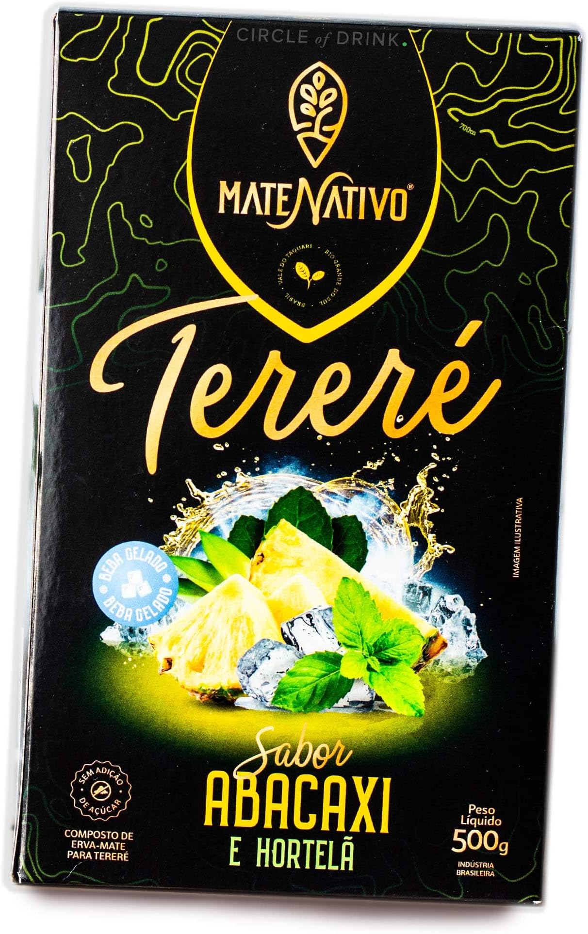 Circle of DrinkMate Nativo - Pineapple Mint Terere Yerba Mate Tea - Enjoy Hot or Cold - Native Brazilian Forest Grown - 500g