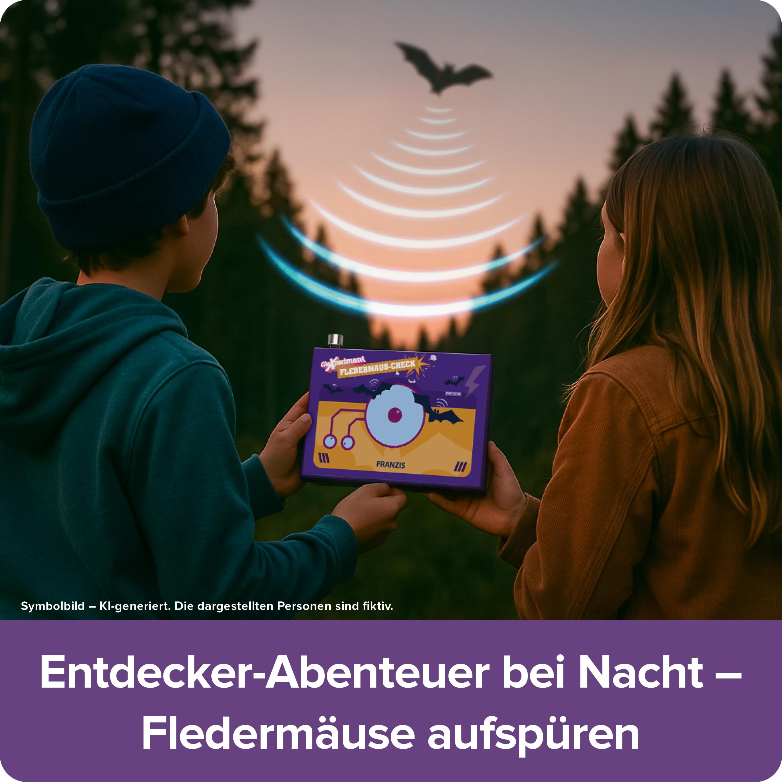 FRANZIS 67248 - CheXperiment Fledermaus Check, Baue mit Checker Tobi deinen eigenen Fledermausdetektor! Set mit Gehäusebox, Lautsprecher, Ultraschallsensor, Anleitung und weiterem Zubehör, ab 8 Jahren