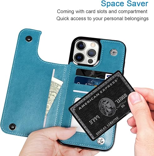 Miniatura 2 de Funda tipo libro compatible con iPhone 15 Pro Max, funda tipo cartera de piel sintética, funda de silicona suave con diseño floral y mariposas, con