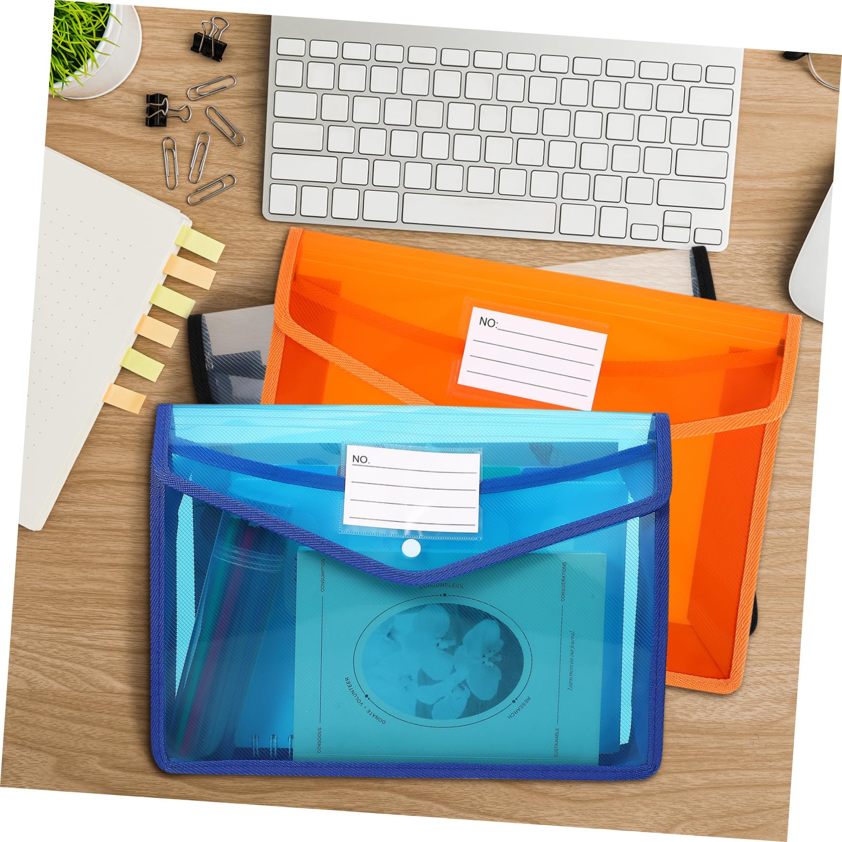 Gatuida 7pezzi Buste Trasparenti in Plastica con Bottone Formato Sacchetti per Documenti Organizer per Ufficio Scuola e Uso Domestico
