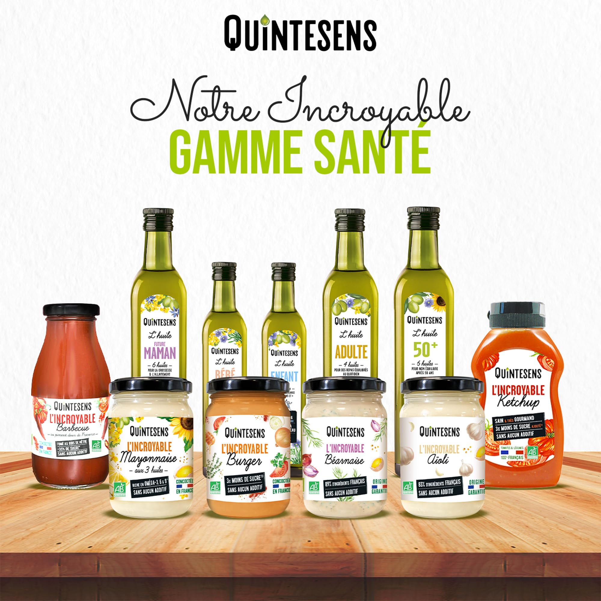 Lot de 3 Huiles Sénior (50+) QUINTESENS 500ml- Entretien de la Vitalité & de la Beauté - Régulation du cholestérol & Soutien pour cœur, cerveau & vision - Production 100% Française & Biologique