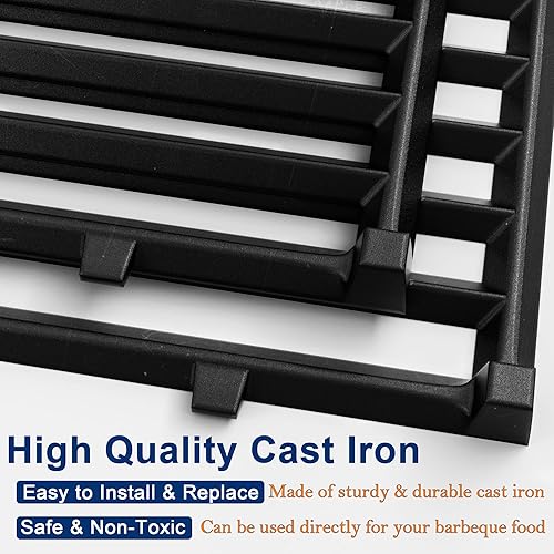 Miniatura 5 de DELSbbq Rejillas de cocina de hierro fundido de 19.5 pulgadas para parrilla de gas Weber Genesis E-310 E-320 E-330, Genesis S-310 S-320 S-330,