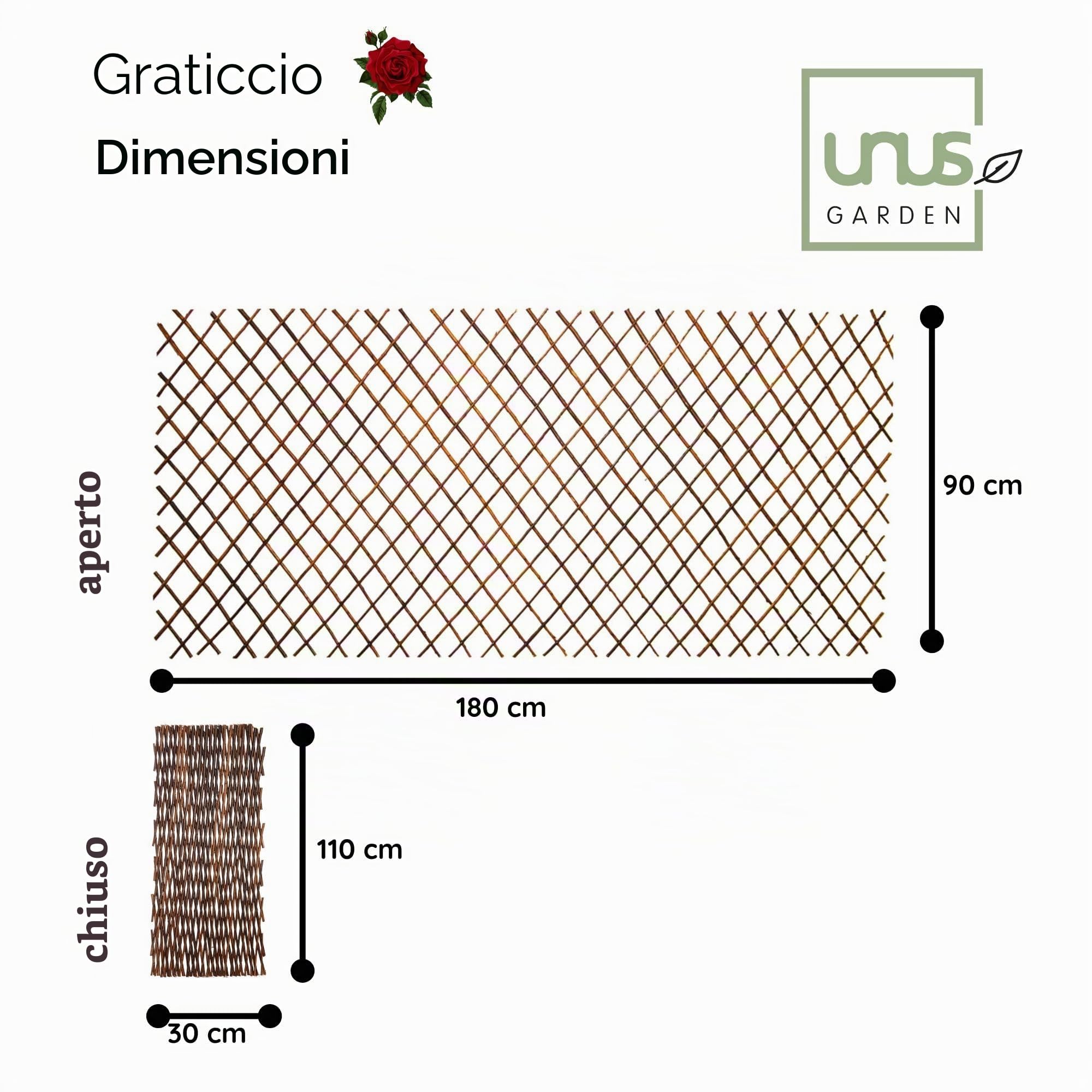 UNUS 5 griglie per tralicci in legno, fino a 180 x 90 cm Marrone