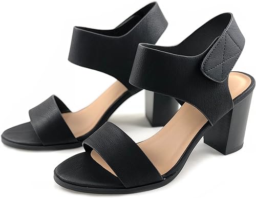 Miniatura 4 de Soda Wait - Sandalias de vestir para mujer con puntera abierta, tacón grueso, correa de velcro, tacón grueso