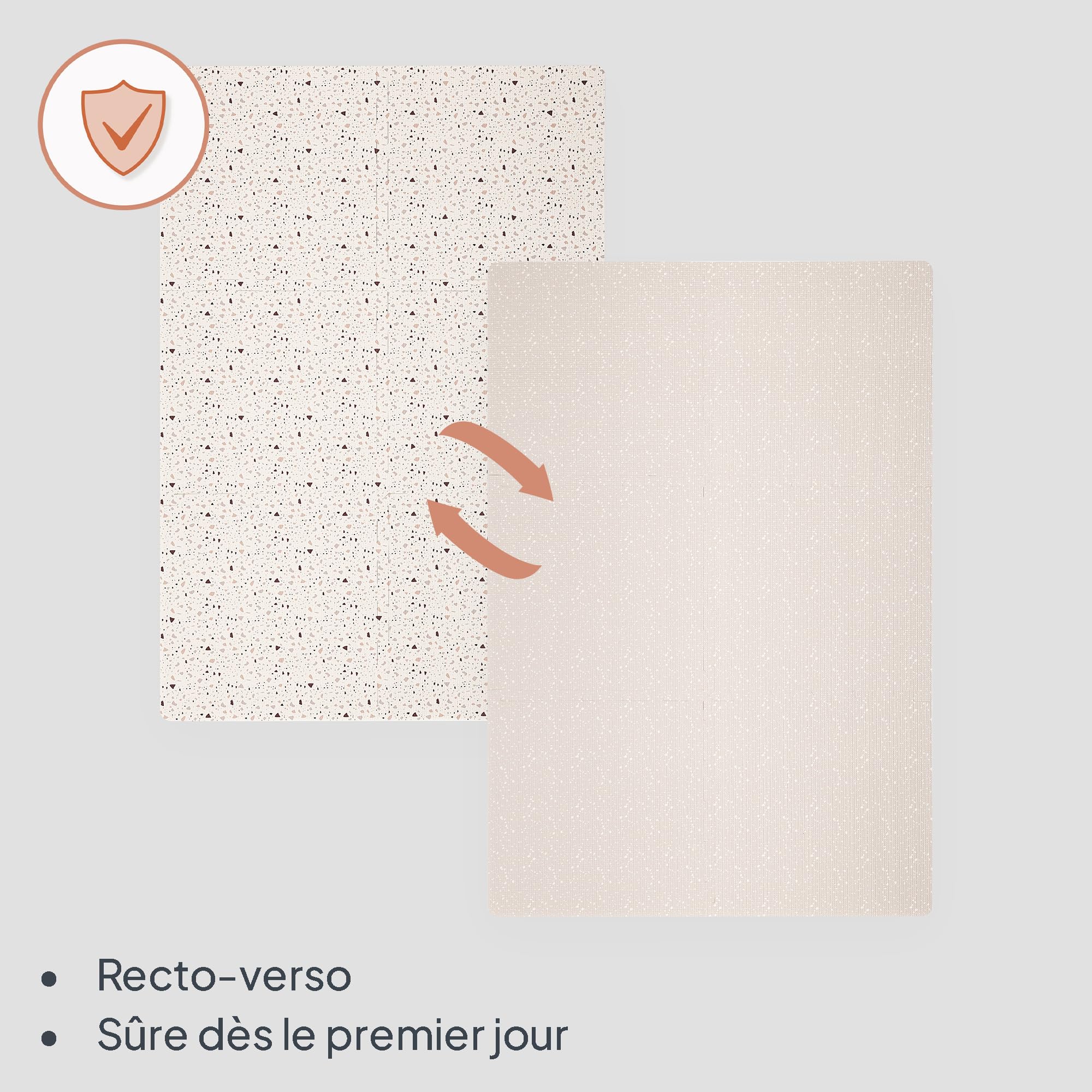 LIONELO YOKA Tapis de Jeu Puzzle 6 pièces pour bébés et Tout-Petits 173 × 116 x 1,5 cm, Double Face, Non Toxique et inodore, antidérapant, Facile à Nettoyer, Beige