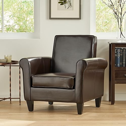 Miniatura 2 de Christopher Knight Home Freemont - Silla Club de cuero, color marrón chocolate