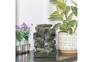 Alpine 4-Tiered Indoor Tabletop Waterfall Fountain