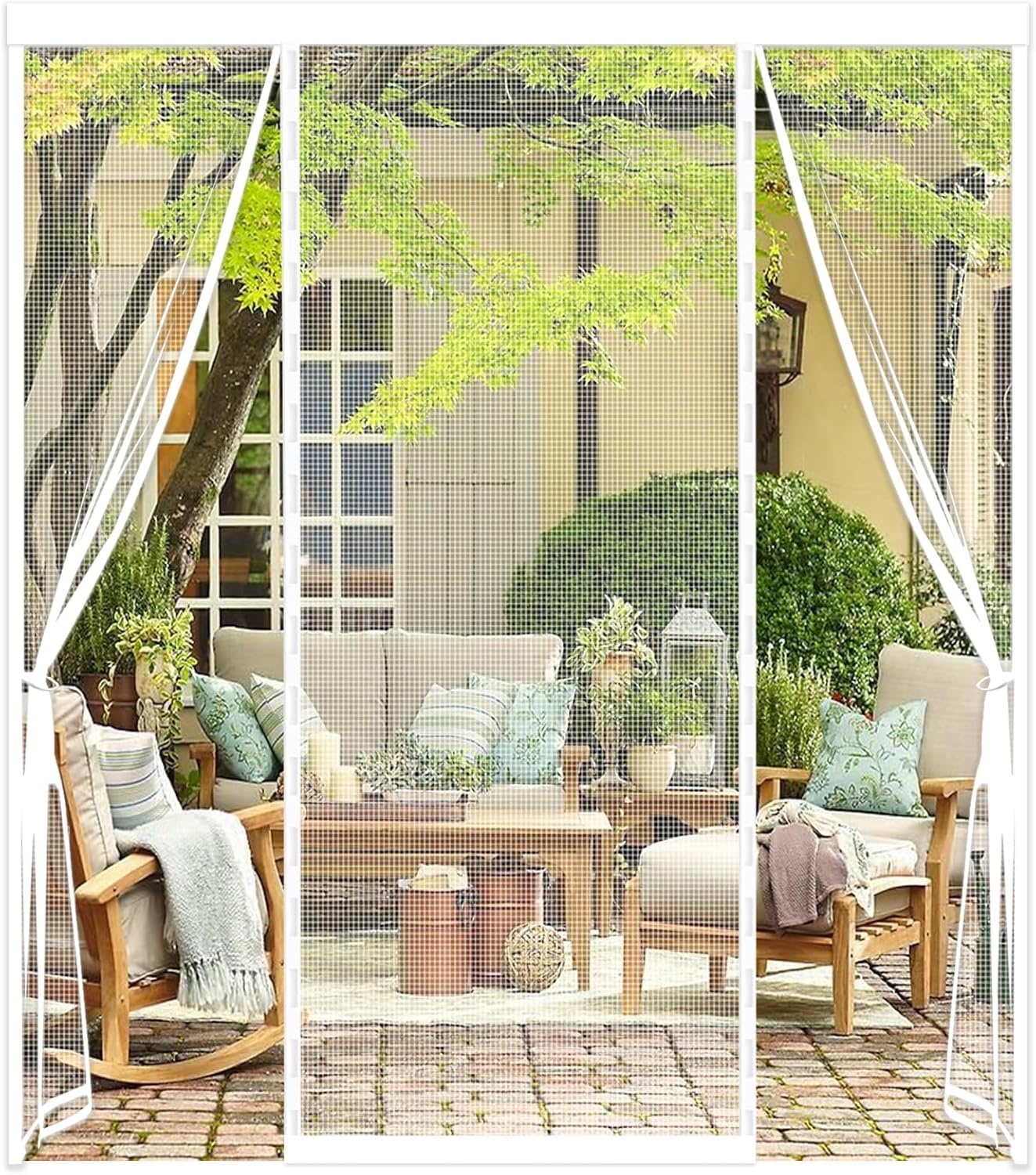 Double Door Magnetic Fly Screens for Doors - Mesh Curtain 190x280cm Customized Magnetic Screen Door Fly Curtains for Double Door Patio French Door Mosquito Net White — image 1