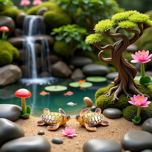 Miniatura 7 de Jowxsx 2 figuras miniatura de resina de mini paisaje de micro paisaje para acuario, jardín, bonsái, decoración del hogar