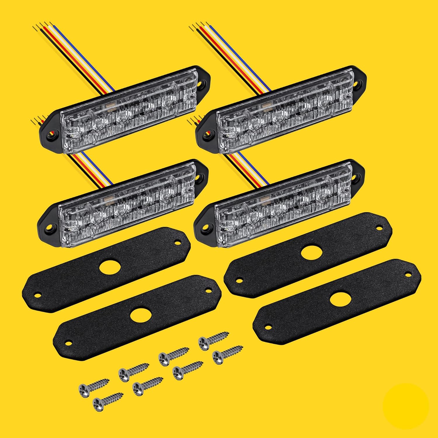 PlanarFlash 6W ブルー ホワイト LED 点滅ストロボライトヘッド [ウルトラフラット] [SAE クラス1] [72