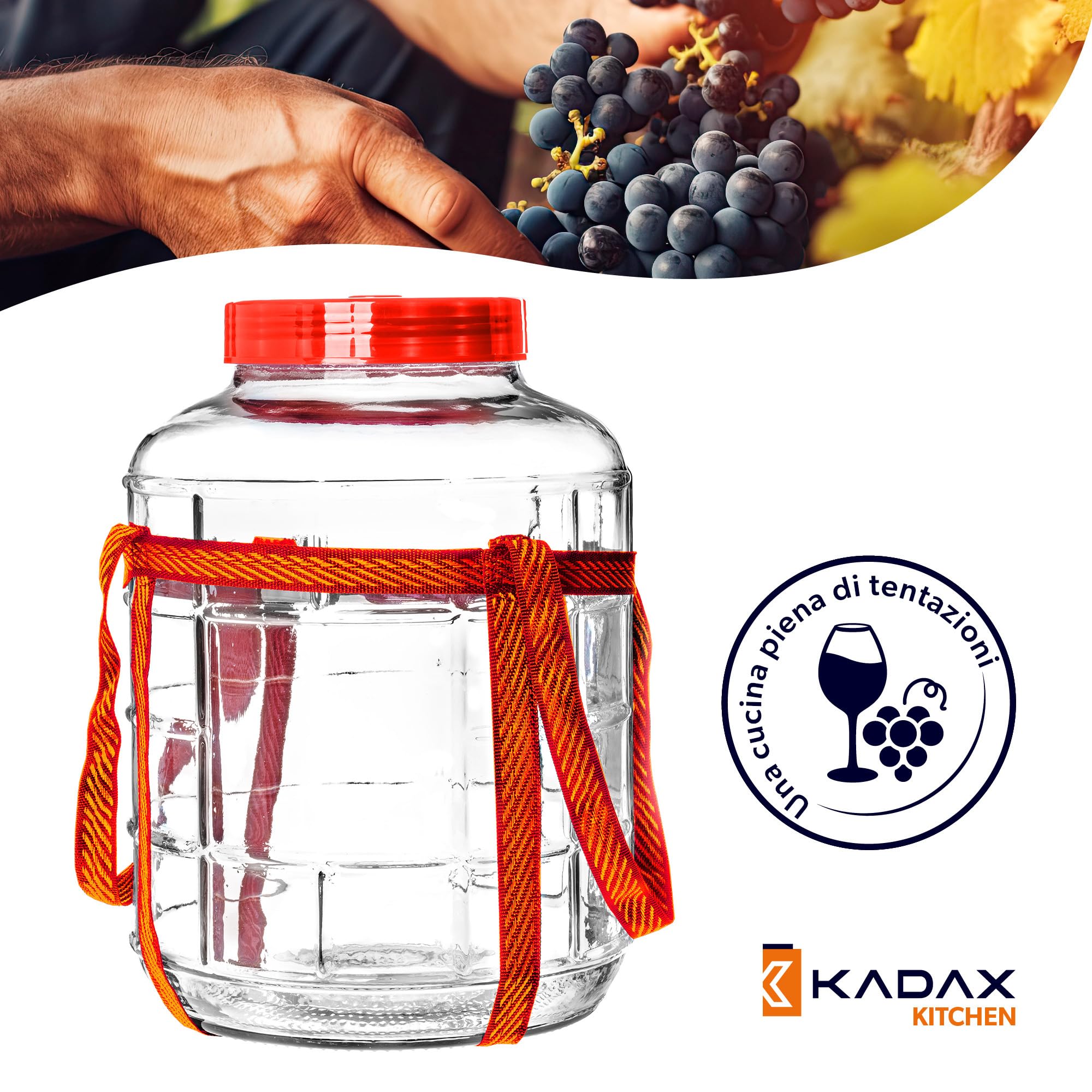 KADAX Pallone di Fermentazione in Vetro con Cochio in Plastica, Bicchiere da Stoccaggio Universale per Cetriolo (8L) - 3