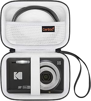 Canboc Hard Case for Kodak PIXPRO Friendly Zoom FZ55 / FZ45 / FZ53 16MP Digital Camera, Mesh Pocket fits SD Card, USB Charging Adapter, USB Cable, Black