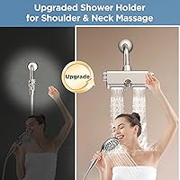 Vista 3 de Cabezal de ducha filtrado MakeFit con combo de mano de níquel cepillado - Sistema de spa dual 2-en-1 con cabezal de ducha de masaje y cabezal