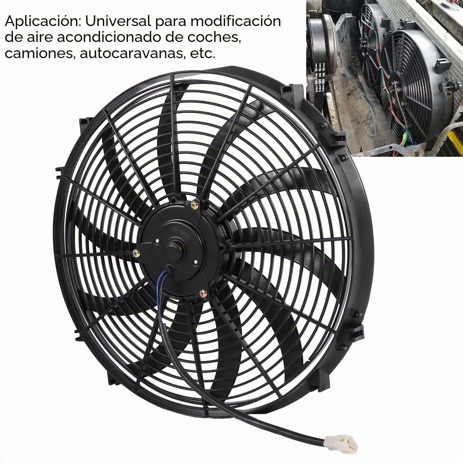 Ventiladores de motor, ventilador eléctrico para aire acondicionado de coche, 16 pulgadas, 10 cuchillas, reemplazo de modificación de empuje y tracción para camiones, RVs DC 12V