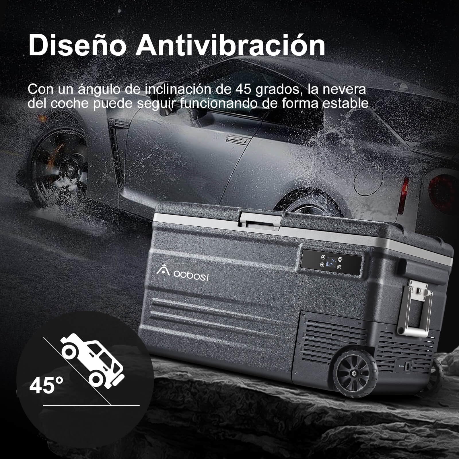 AAOBOSI Nevera Portátil 74L con Compresor, -20℃ a 20℃, 12V/24V DC y 100-240V AC, APP, Nevera 12V Compresor para Coche, Camping, Viajes, Barco, Autocaravana y Hogar