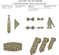 Vista 2 de Jacob Alexander Corbata de cuello de longitud regular con estampado animal de leopardo para hombre, Marrón Bronceado Negro