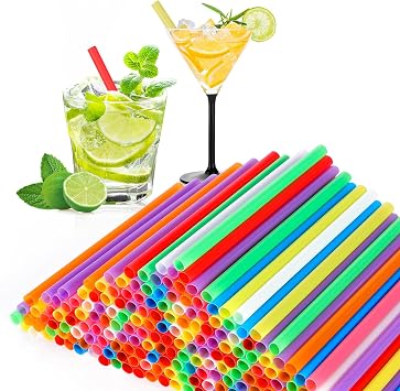 [500 Pcs] 5 Inch Plastic Drinking Straws - 0.24 Diameter Disposable Straw for Coffee and Cocktail, Colorful Short Straws for Bar, Club, Kitchen