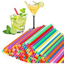 [500 Pcs] 5 Inch Plastic Drinking Straws - 0.24 Diameter Disposable Straw for Coffee and Cocktail, Colorful Short Straws for Bar, Club, Kitchen