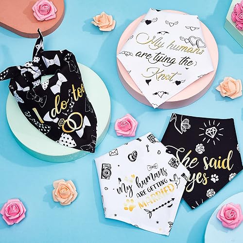 Miniatura 4 de Frienda Bandana de boda para perro, 4 unidades, My Humans are Getting Married, bandana para mascotas, bufanda para perro, anuncio de compromiso para