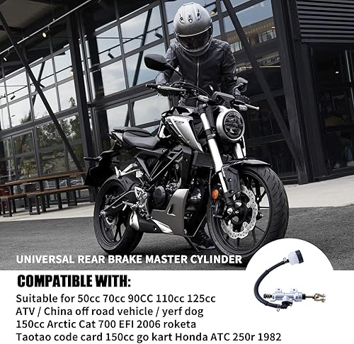 Miniatura 5 de Cilindro maestro de freno trasero universal compatible con 70cc 90cc 110cc 125cc ATV/Chinese Dirt Bike/Yerf Dog 150cc Arctic Cat 700 EFI 2006 Roketa
