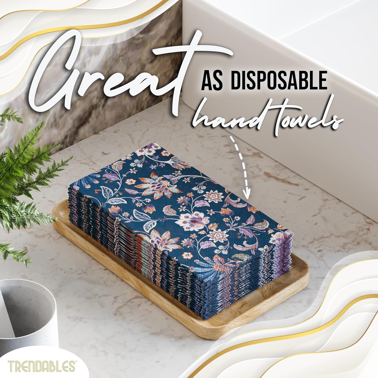 Trendables Floral Napkins for decoupage 200 Pcs 3 Ply floral paper napkins decorative Guest Towels Disposable Bathroom, Flower Design For Tea Party Decorations, Dinners & Weddings