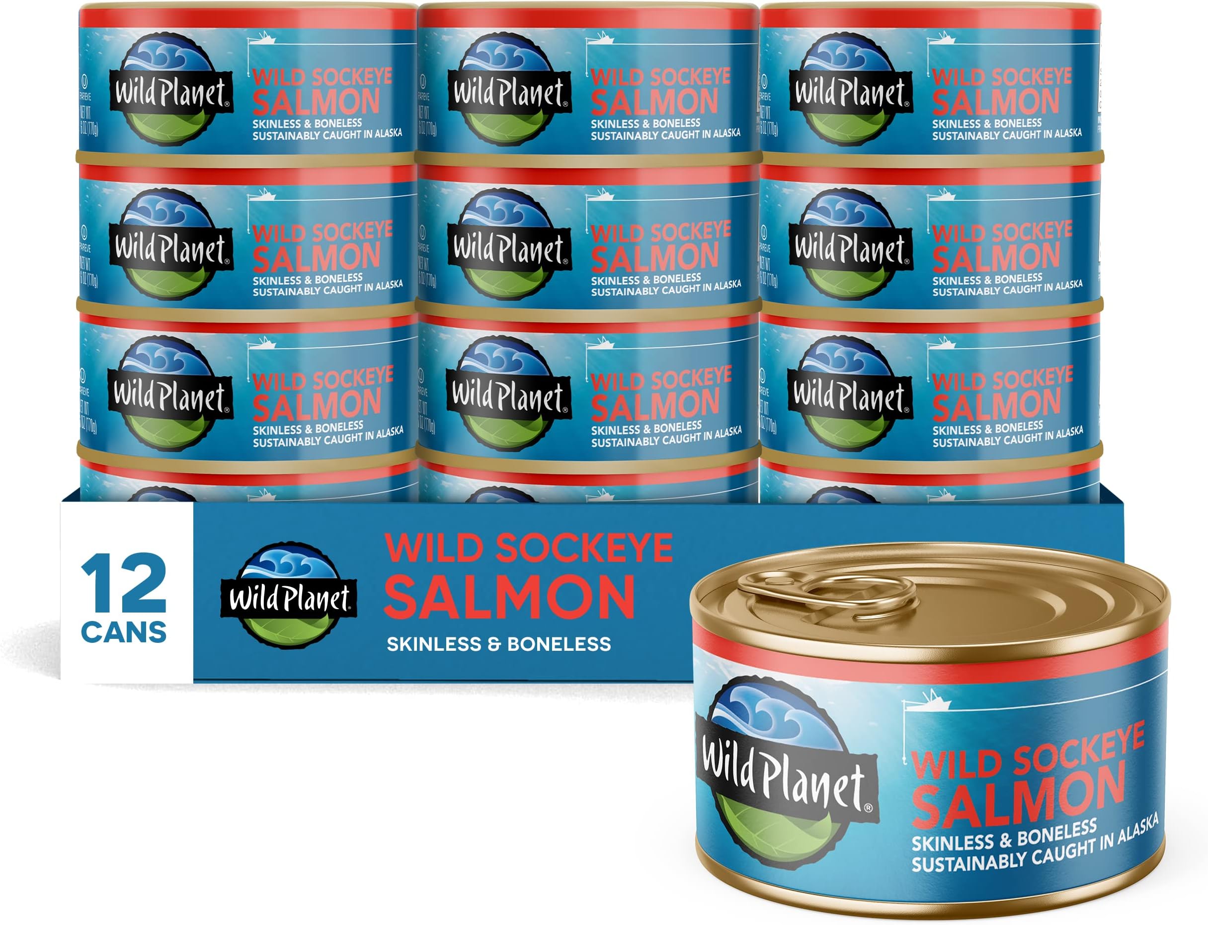 Amazon.com: Wild Planet Wild Sockeye Salmon, Skinless & Boneless ...