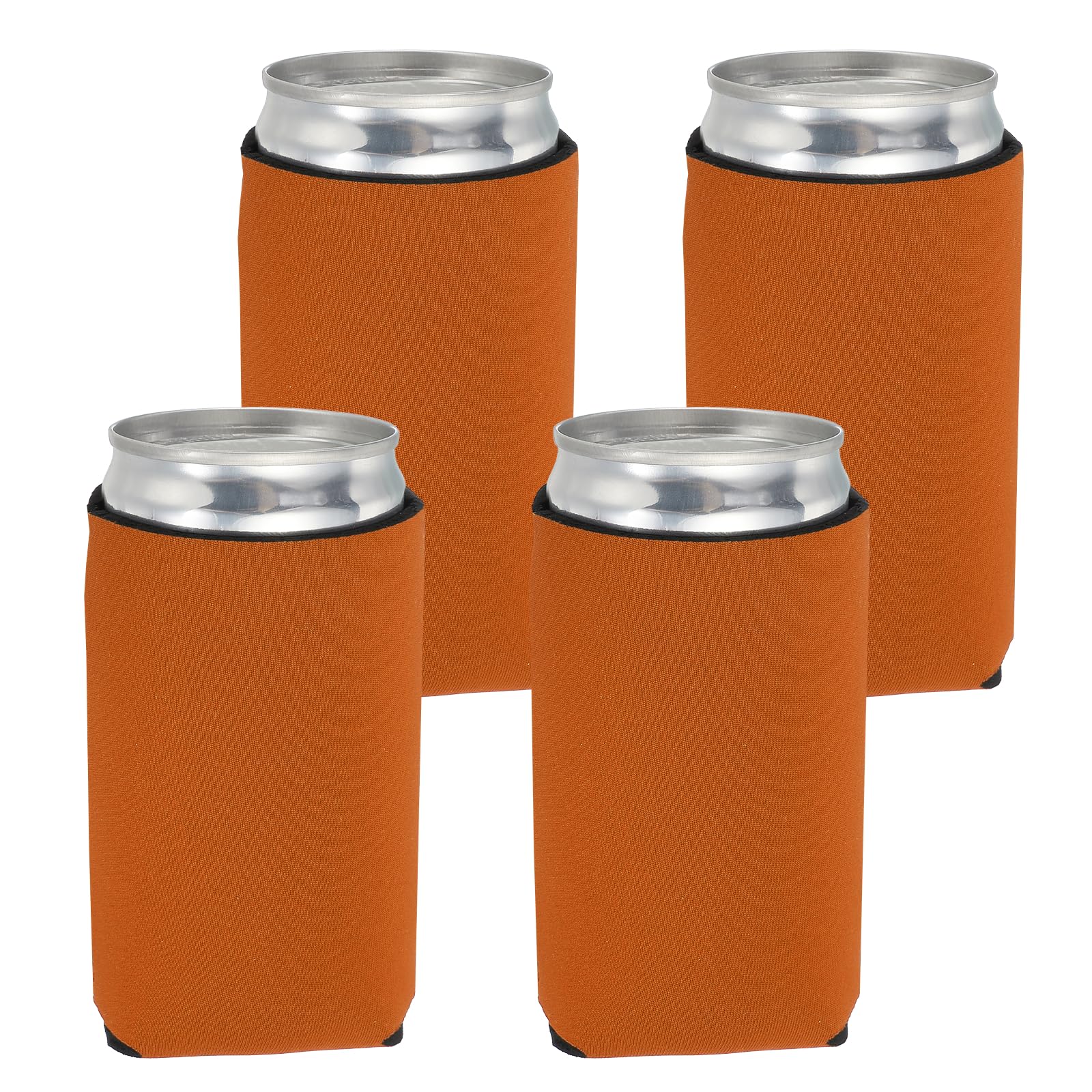 sourcing map 4 Pcs Can Cooler Sleeve, 12oz Insulated Neoprene Beer Bottle Cooler Covers Non-Slip Soda Can Sleeves Standard Drink Holder for Beer Soda and Water Bottles, Orange
