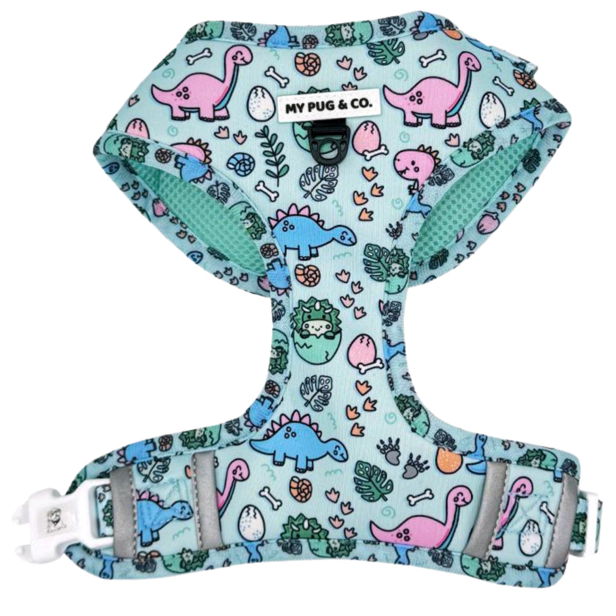 My Pug - Arnés Ajustable para Perro | Arnés Acolchado Perros | Agarre Pecho | Arnés Perro Mediano | Arnés Perro Pequeño | Arnés Perro Grande | Arnés Cachorro (Doggysaurus, XXS)