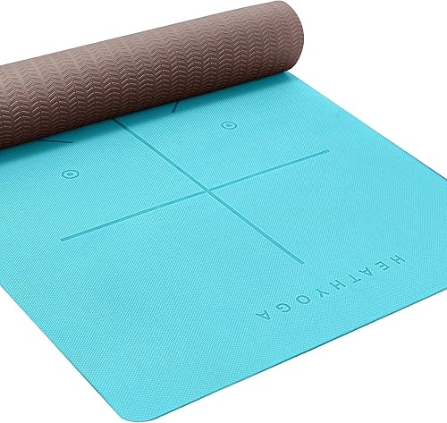 Miniatura 1 de Heathyoga oferta por tiempo limitado, esterilla de yoga antideslizante ecológica, sistema de alineación del cuerpo, material certificado SGS TPE -