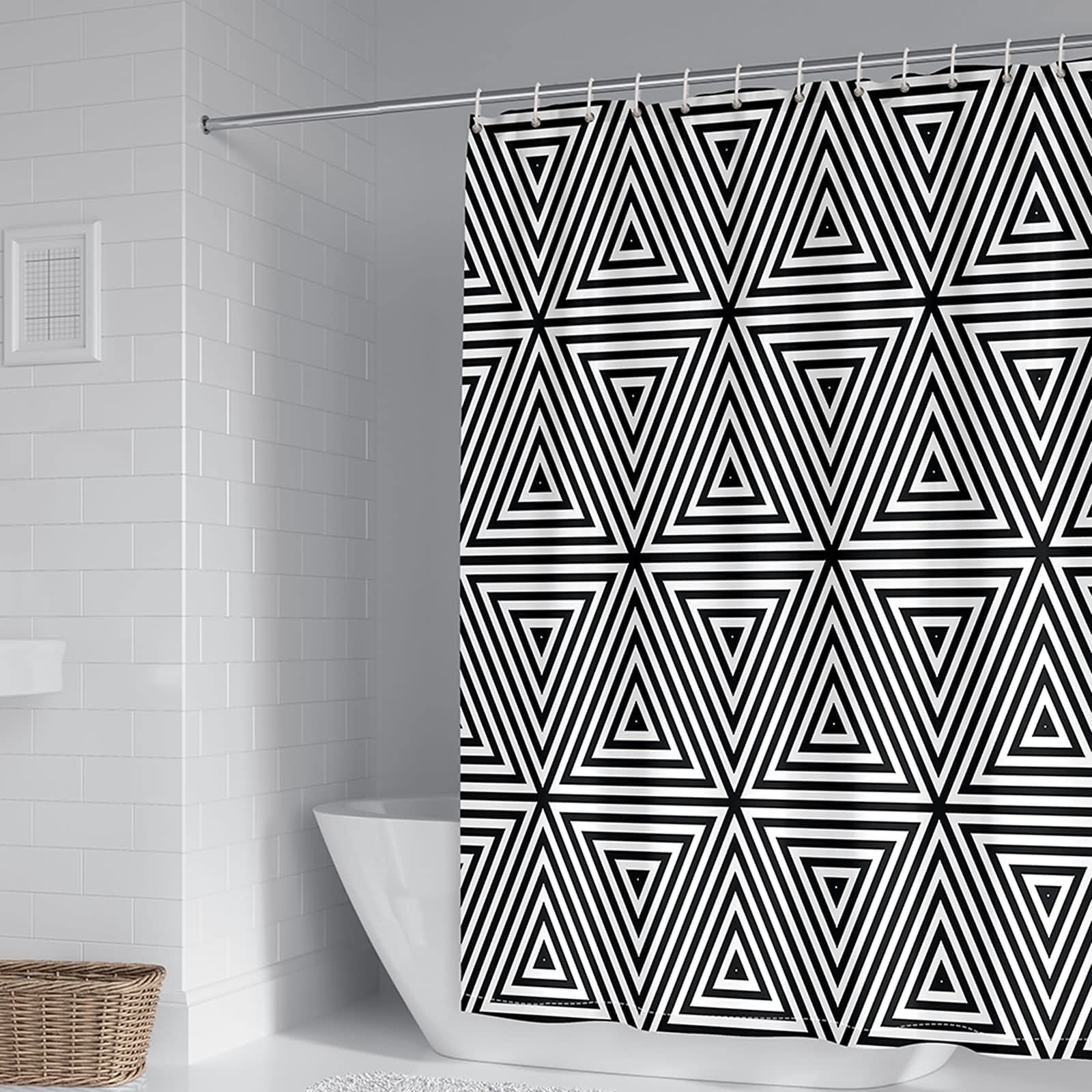 Rideau de douche polyester au motif géométrique pour douche moderne