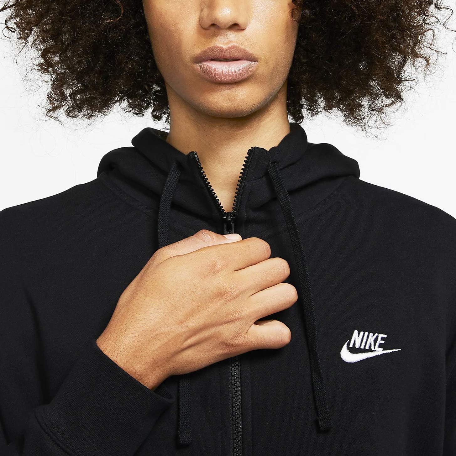 Nike Men's Sportswear Club Fleece Full Zip Hoodie, Black/White, M-T