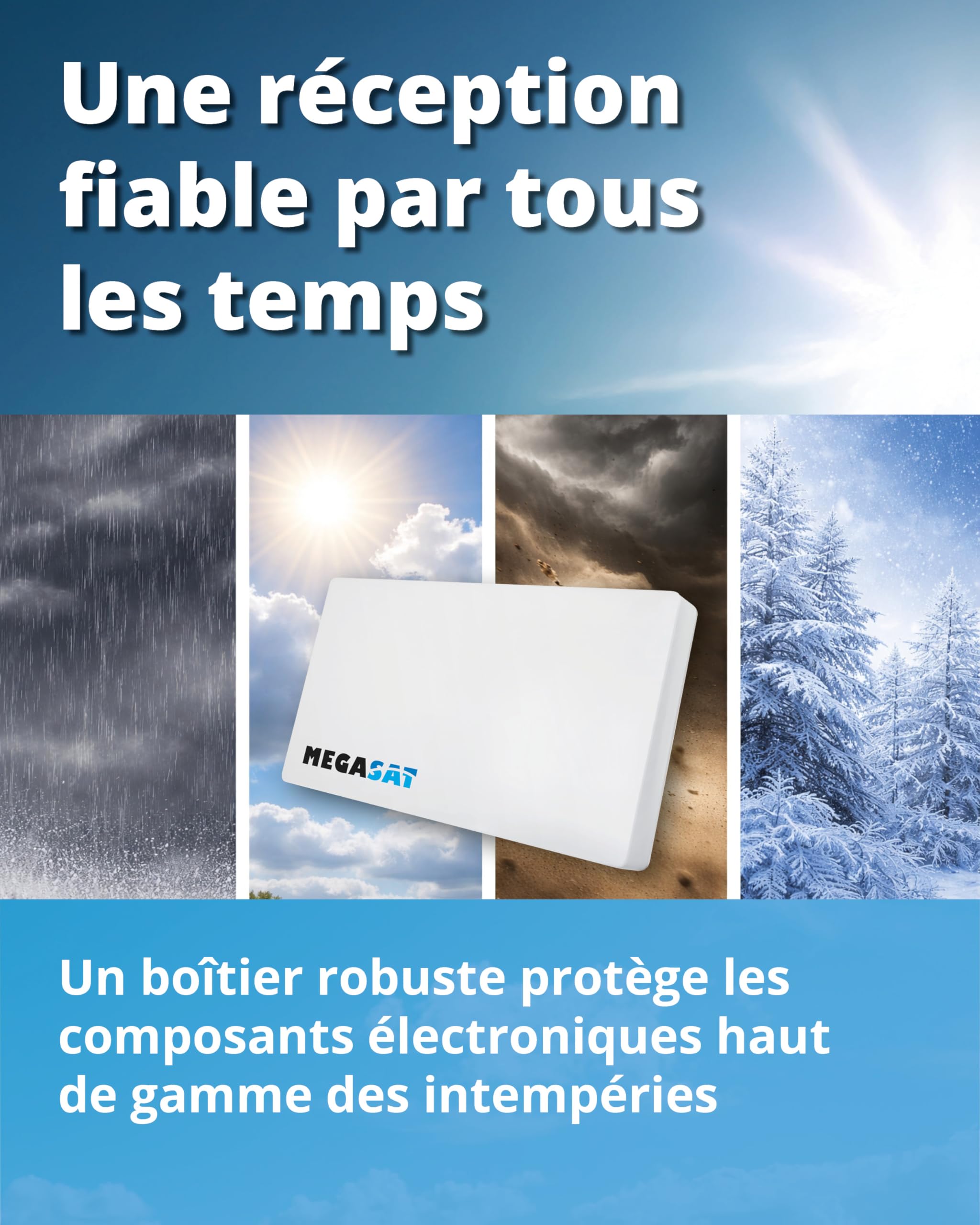 Megasat Antenne Plate D1 Profi-Line – Antenne Satellite pour 1 utilisateur | LNB interchangeable, installation murale, mât/balcon ou fenêtre