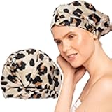 Kitsch Luxury Shower Caps for Women Reusable Waterproof - Large Shower Cap for Women and Men, Non-slip, Quick-dry Hair Cap for Long & Short Hair, Comfortable and Stylish Design - Leopard