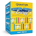 Quantum Energy Square: Energy Bar with Caffeine & 10g Protein. Delicious Healthy Snack On The Go. (Vegan, Gluten-free, Soy-free, Dairy-free) (Variety 12-Pack)
