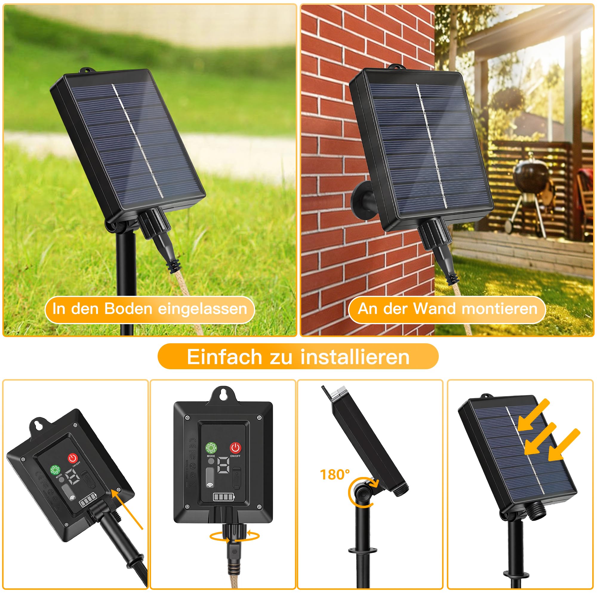 Ollny Solar Lichterkette Aussen, mit 24 S17 Glühbirnen 12M Lichterketten Außen Wetterfest, 8 Modi Timer Dimmbar für Vintage Deko Garten Balkon Terasse Hochzeit Party