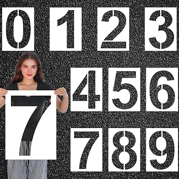 Briwooody 18 Inch Large Number Stencils Set 0-9 Address Pavement Templates Reusable Number Stencil Kit for Address Parking Lot Spray Equipment Spray Painting