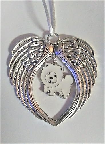 Miniatura 3 de White Pomeranian Dog Chow Memorial Christmas Wing Ornament Sympathy Gift