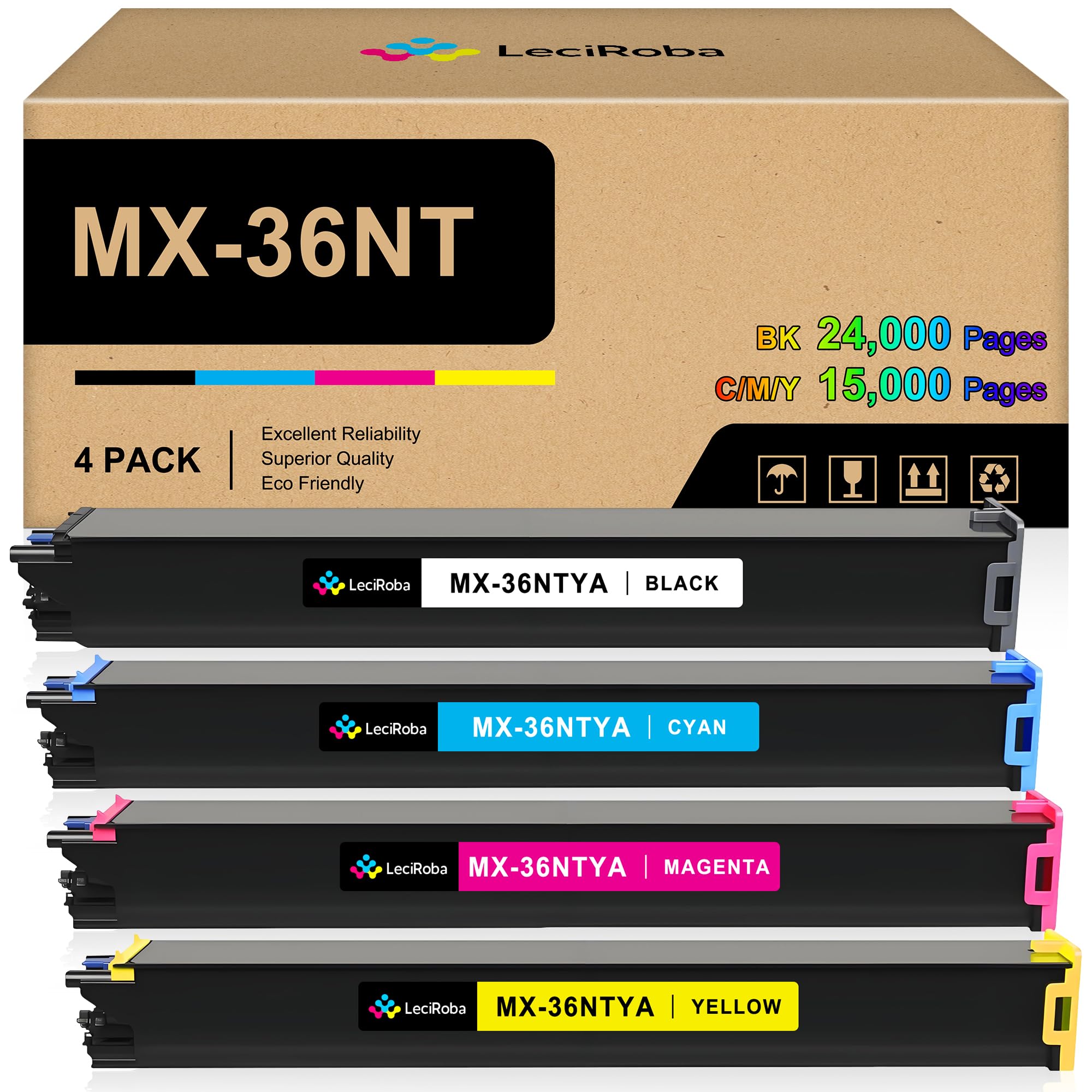 LeciRoba MX-36NT Toner Cartridge Replacement for Sharp MX-36 MX-36NTBA MX-36NTCA MX-36NTMA MX-36NTYA for Sharp MX-2610N 2615N 2640N 3110N 3140N 2615NC